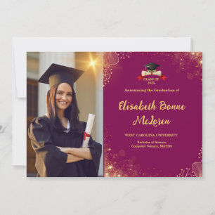 Elegante Gold & Red Graduation Ankündigungen