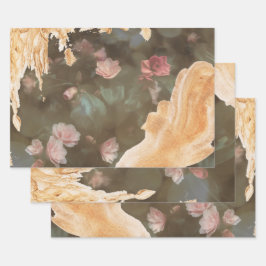 Elegante Gold Rosa Rose Bokeh Lichter Decoupage Geschenkpapier Set