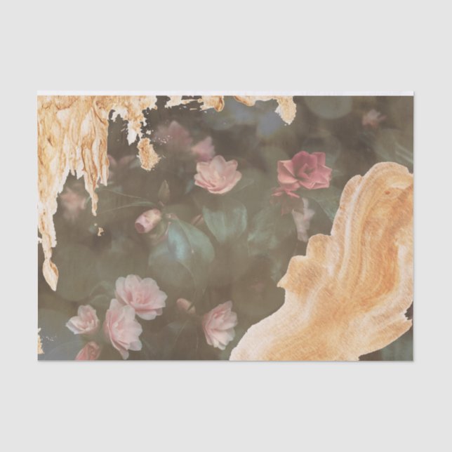 Elegante Gold Rosa Rose Bokeh Lichter Decoupage Seidenpapier (Vorderseite)