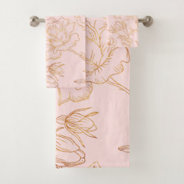 Elegante Gold-Rose Badhandtuch Set
