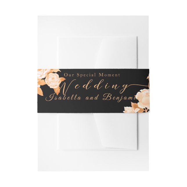 Elegante Gold Rose Black Wedding Einladungsbanderole (Vorderseite Beispiel)
