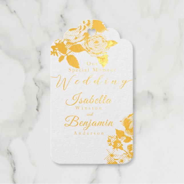 Elegante Gold Rose Black Wedding Geschenkanhänger (Vorderseite)