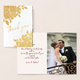Elegante Gold Rose Hochzeit Danke, wirklich Folienkarte