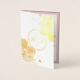 Elegante Gold Rose Monogram Wedding Real Folienkarte