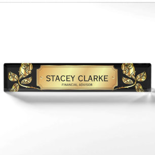 Elegante Gold Rose und Black Financial Advisor Des Namensplakette