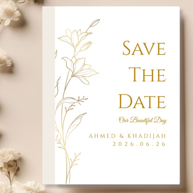 Elegante Gold Save-the-Date islamische Hochzeit  Save The Date (Von Creator hochgeladen)