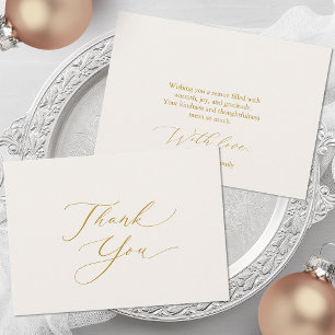 Elegante Gold-Schrift Danksagungskarte Feiertagskarte