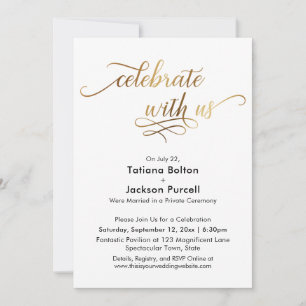 Elegante Gold-Schrift Feiern Sie mit uns Empfang Einladung