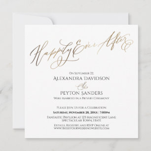 Elegante Gold Schrift Happily Ever After Empfang Einladung
