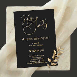 Elegante Gold-Schrift "Hello Seventy" 70. Geburtst Einladung
