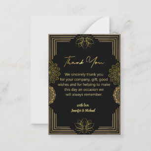 elegante gold schwarz geometrisch danke Hochzeit Mitteilungskarte