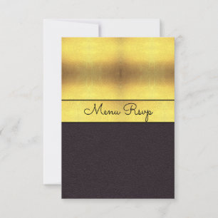Elegante Gold & Schwarz Menü RSVP Karte