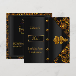 Elegante Gold-Schwarz-Steampunk-Geburtstagsfeier Einladung