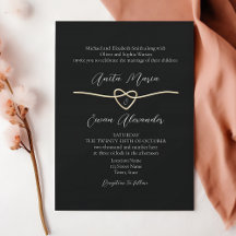 Elegante Gold Schwarz-weiß Hochzeit Einladung