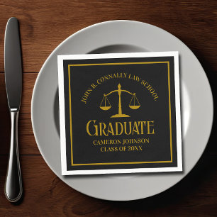 Elegante Gold-Schwarze Abschlussfeier der juristis Serviette
