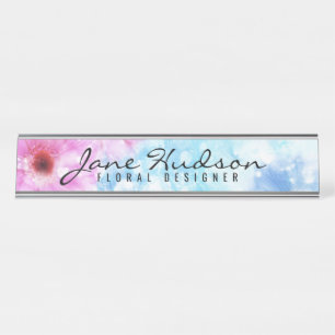Elegante Gold Script Blume Moderne Schreibtischnam Schreibtischnamensplakette