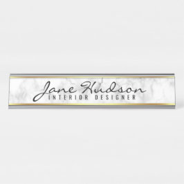 Elegante Gold Script Blume Moderne Schreibtischnam Schreibtischnamensplakette