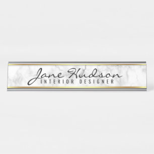Elegante Gold Script Blume Moderne Schreibtischnam Schreibtischnamensplakette