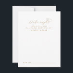 Elegante Gold Script Date Night Advice Card Hinweiskarte<br><div class="desc">Diese eleganten Dattel-Dinner-Ideenkarten sind die perfekte Wahl für einen einfachen Hochzeitsempfang oder ein Brautparty. Das minimalistische Gold-Weiß-Design besticht durch extravagante romantische Typografie mit modernem Glam-Stil. Anpassbar in jeder Farbe. Behalt das Design minimal und elegant, wie es ist, oder personalisiere es durch Hinzufügen von eigenen Grafiken und Kunstwerken. Personalisieren Sie diese...</div>