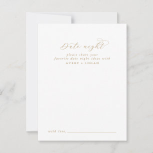 Elegante Gold Script Date Night Advice Card Hinweiskarte