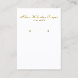 Elegante Gold Script Earring Display Card Visitenkarte