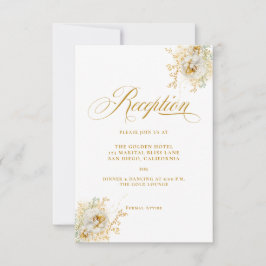 Elegante Gold Script Floral Wedding Card Einladung