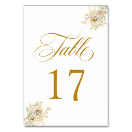 Elegante Gold Script Floral Wedding Tischnummer 17