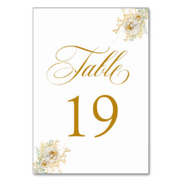 Elegante Gold Script Floral Wedding Tischnummer 19
