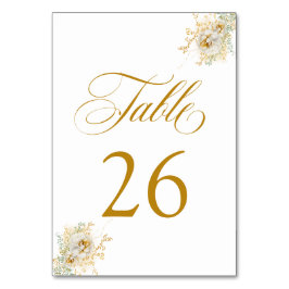 Elegante Gold Script Floral Wedding Tischnummer 26