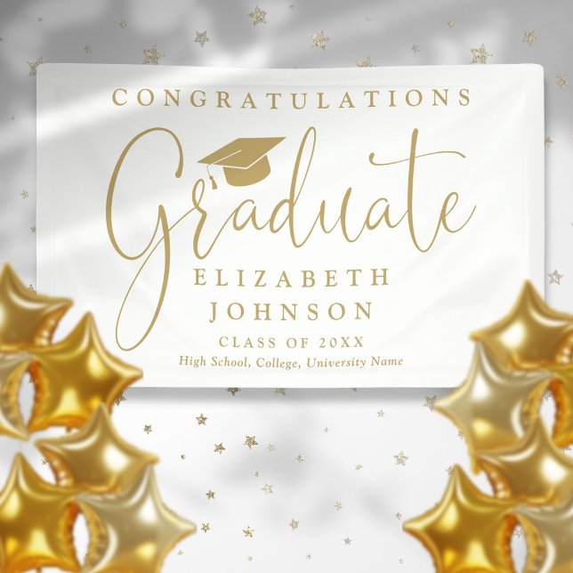 Elegante Gold Script Graduation Party Banner (Elegant Gold Script Graduation Party Banner)