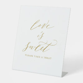 Elegante Gold Script Liebe ist Sweet Wedding Sockelschild