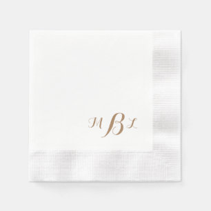 Elegante Gold Script Monogram geprägt Serviette