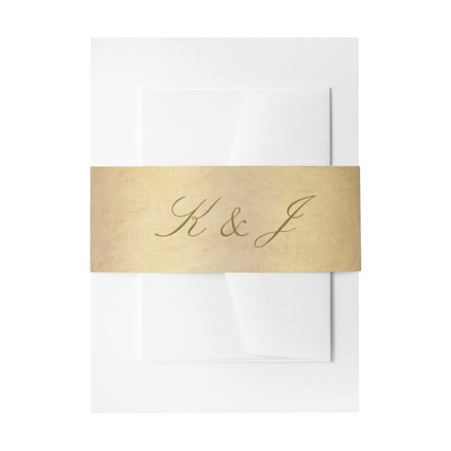 Elegante Gold Script Monogram Shiny Gold Wedding Einladungsbanderole (Vorderseite Beispiel)