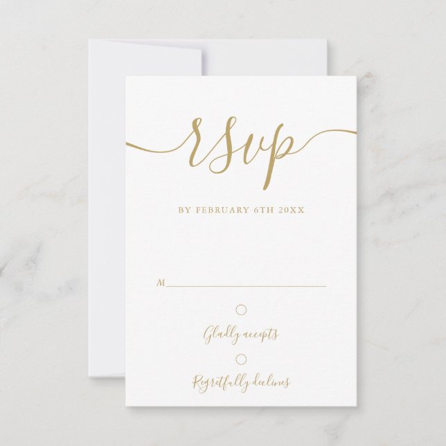 Elegante Gold Script Simple Modern RSVP Card Karte (Vorderseite)