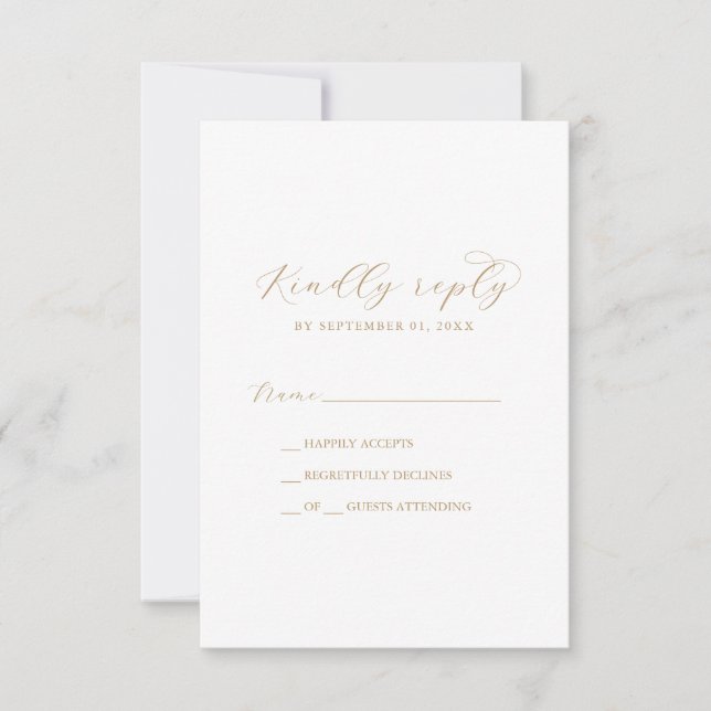 Elegante Gold Script Simple RSVP Card (Vorderseite)