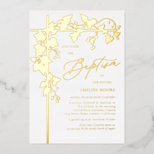 Elegante Gold Script Taufe Folieneinladung