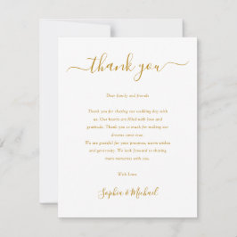 Elegante Gold Script Wedding Dankeskarte