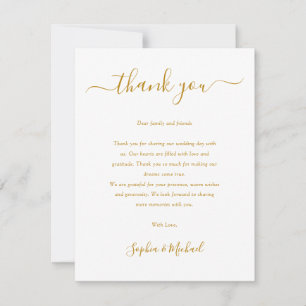 Elegante Gold Script Wedding Dankeskarte