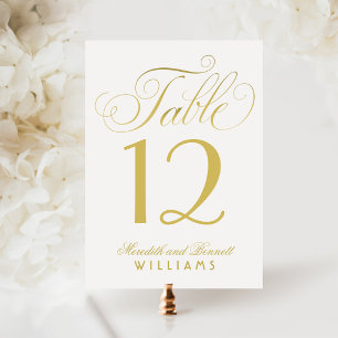 Elegante Gold Script Wedding Monogram Tischnummer