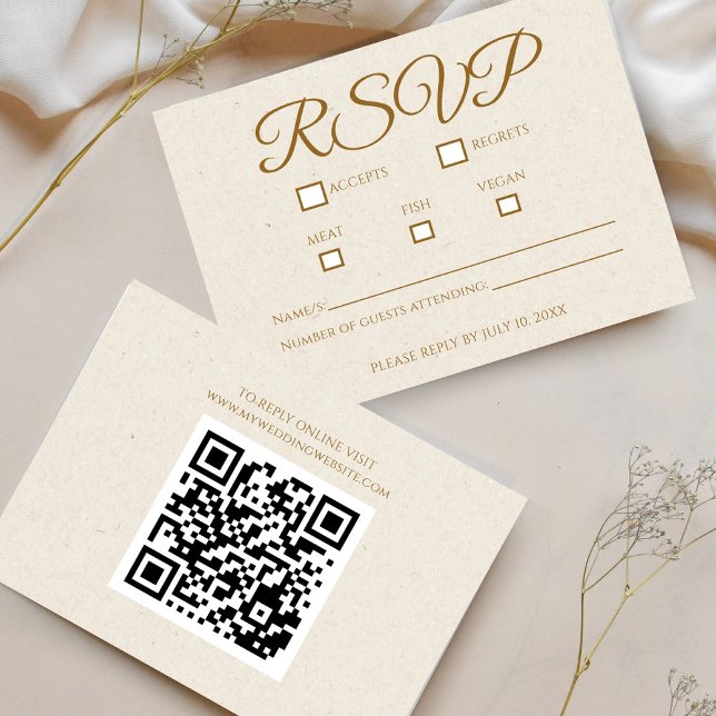 Elegante Gold Script Wedding RSVP Card (Elegant Gold Script Wedding RSVP Response Card)