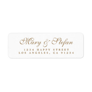 Elegante Gold Script White Wedding Rücksendeadress