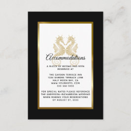 Elegante Gold Seepferde Hochzeitsunterkünfte Begleitkarte