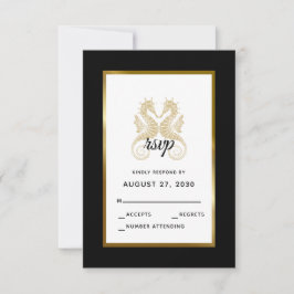 Elegante Gold Seepferde Moderne tropische Hochzeit RSVP Karte