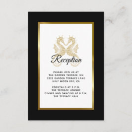 Elegante Gold Seepferde Tropische Hochzeitsempfehl Begleitkarte