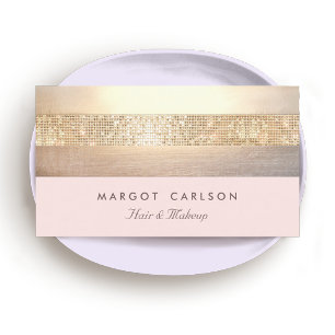 Elegante Gold Sequins Hellrosa gestreift *KEIN SCH Visitenkarte