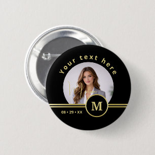 Elegante Gold-Signatur-Monogramm mit Foto Button
