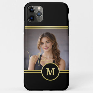 Elegante Gold-Signatur-Monogramm mit Foto Case-Mate iPhone Hülle