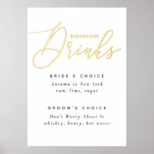 Elegante Gold Signature Drinks   Wedding Bar Sign Foliendrucke