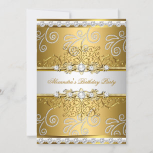 Elegante Gold Silber Spitze Diamant Overlay Party Einladung