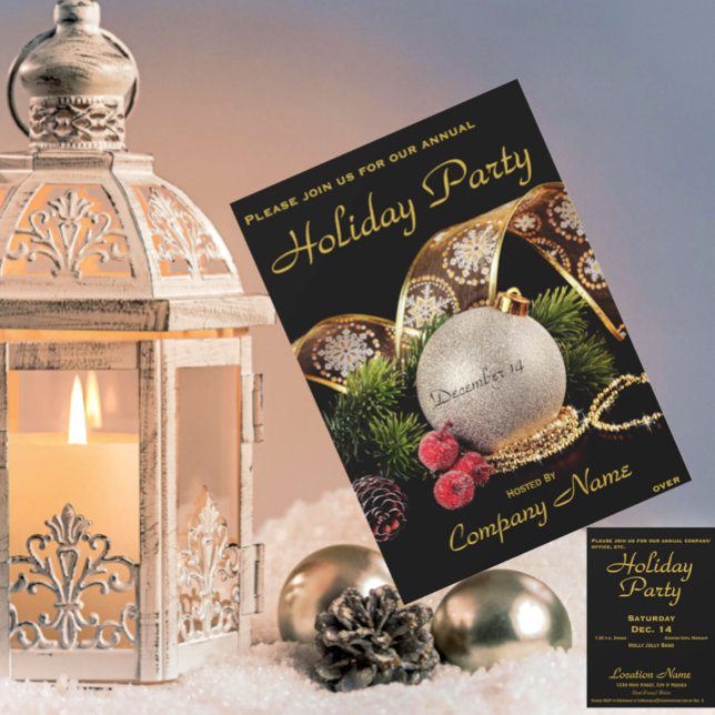Elegante Gold Silver Black Corporate Holiday Party Einladung (Von Creator hochgeladen)